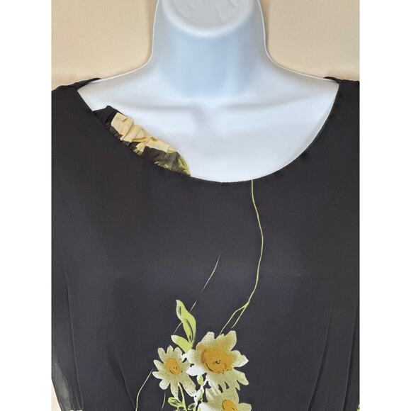 Chiffon Floral Dress S Fairy Dark Romantic Quite Luxury Old Money Date Night - Picture 3 of 13